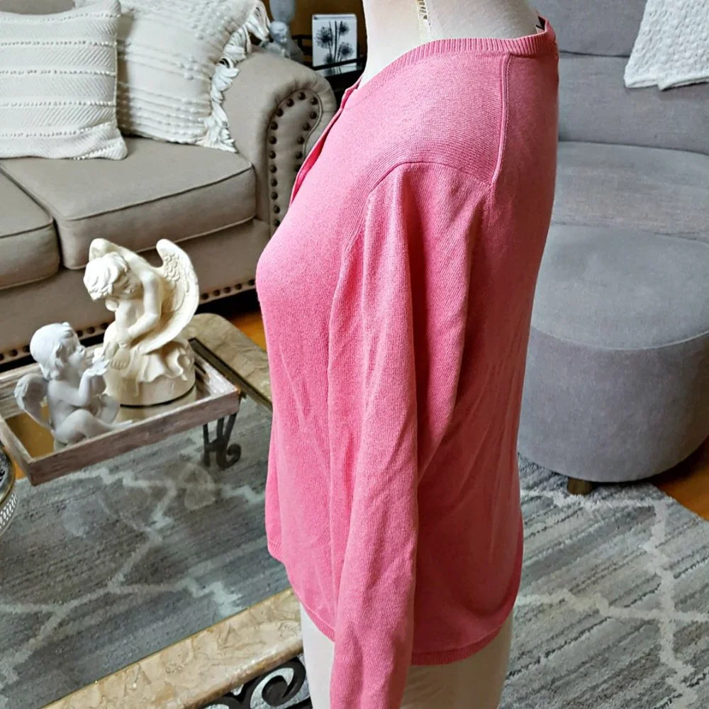 PRETTY In PINK Cardigan SWEATER LANDS END